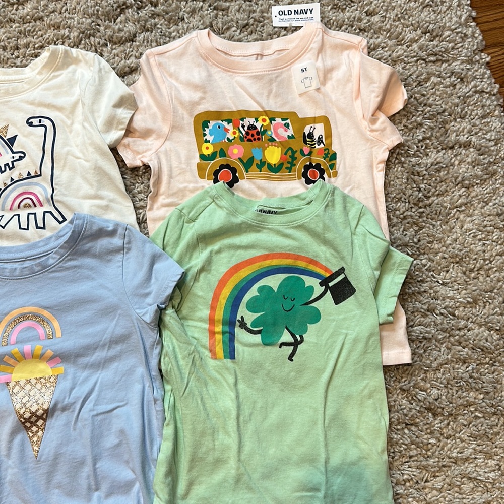 Cat & Jack x2 Old Navy x2 short sleeve tees 5T - Picture 3 of 5